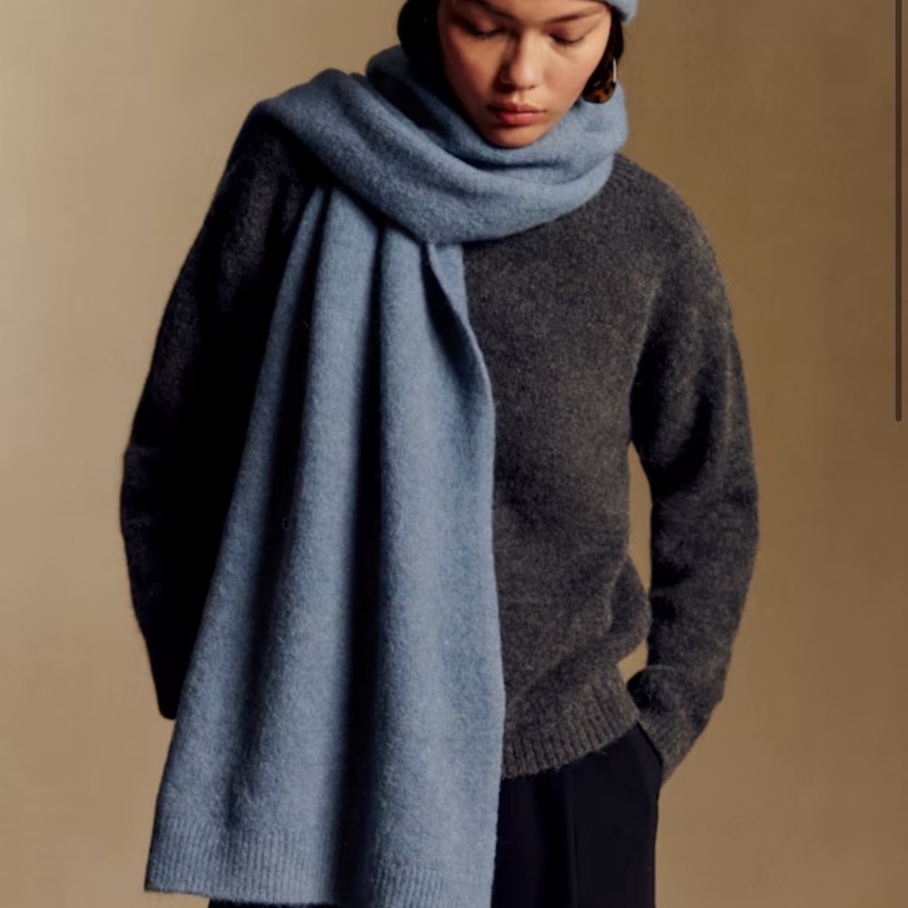 Cozy Light Blue Wool Scarf from Sezane